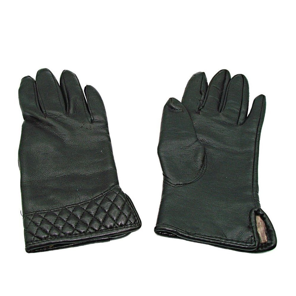 Vintage Womens Black Rabbit Fur Rayon Partial Lining Fashion Gloves Stretch 6-7
